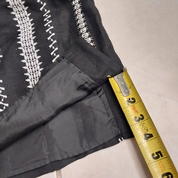 Nanette Lepore Up All Night dress black linen sleeveless sheath embroided Sz 8 - Picture 9 of 11